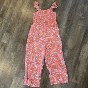 Loft orange patterned jumpsuit, medium